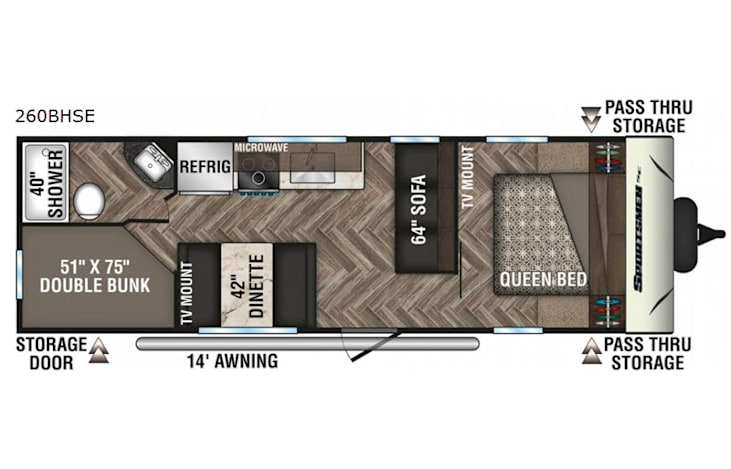 Representative floor plan provided by a trusted RVshare partner.