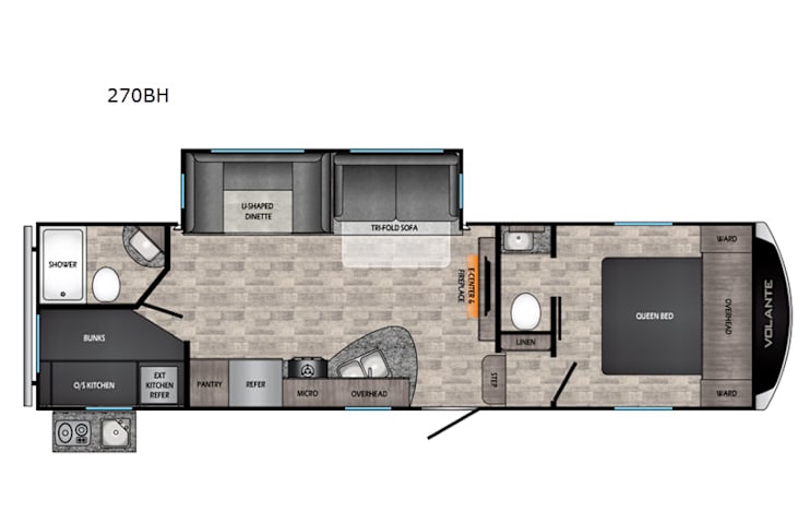 Representative floor plan provided by a trusted RVshare partner.