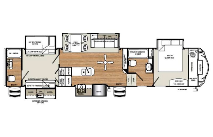Representative floor plan provided by a trusted RVshare partner.