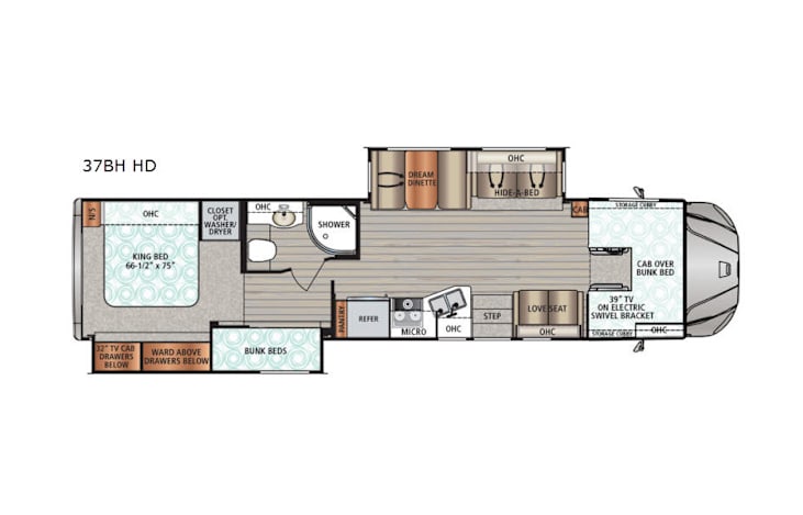 Representative floor plan provided by a trusted RVshare partner.