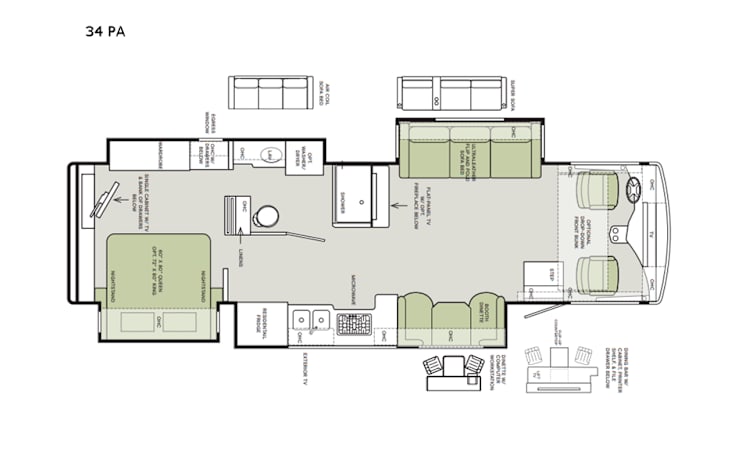 Representative floor plan provided by a trusted RVshare partner.