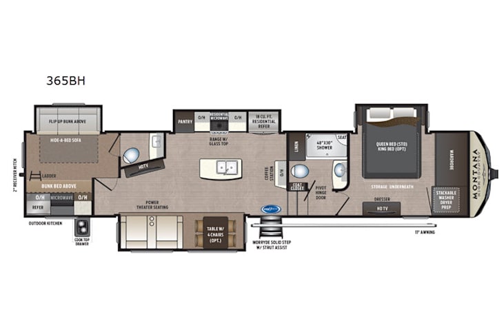Representative floor plan provided by a trusted RVshare partner.