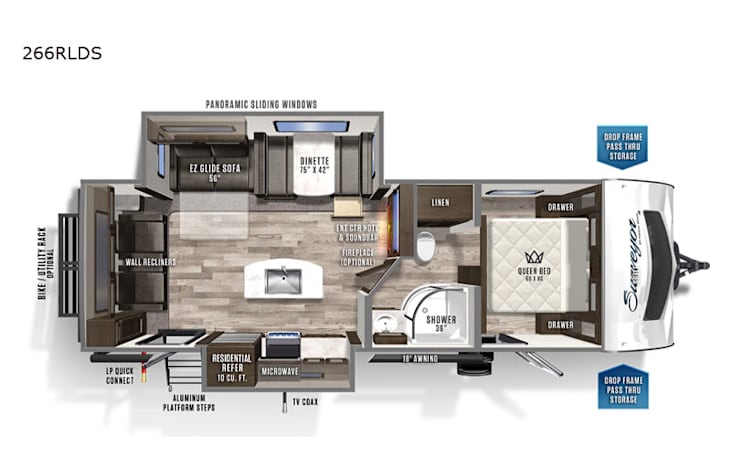 Representative floor plan provided by a trusted RVshare partner.