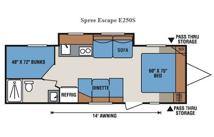 Representative floor plan provided by a trusted RVshare partner.