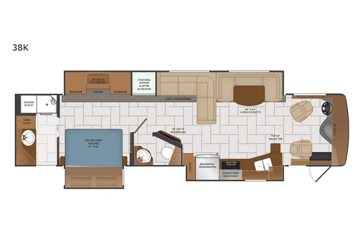 Representative floor plan provided by a trusted RVshare partner.