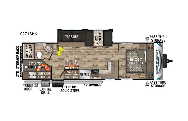 Representative floor plan provided by a trusted RVshare partner.