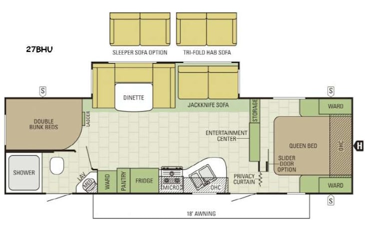 Representative floor plan provided by a trusted RVshare partner.