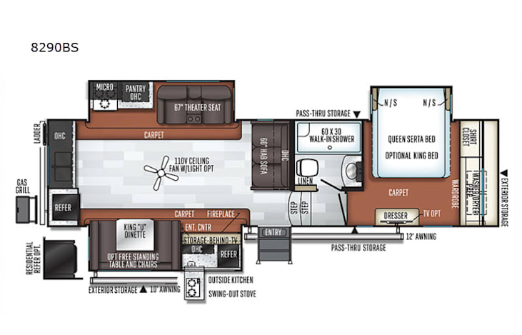 Representative floor plan provided by a trusted RVshare partner.