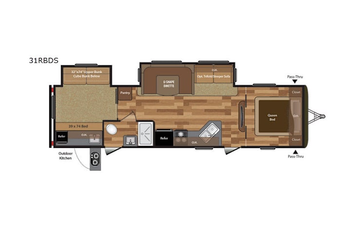 Representative floor plan provided by a trusted RVshare partner.