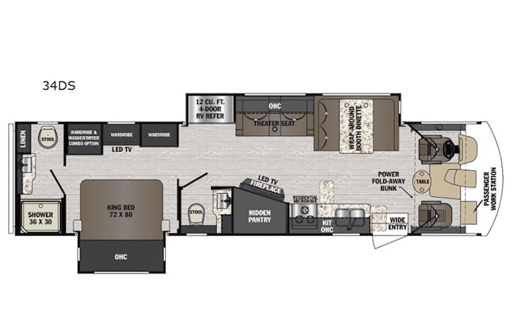 Representative floor plan provided by a trusted RVshare partner.
