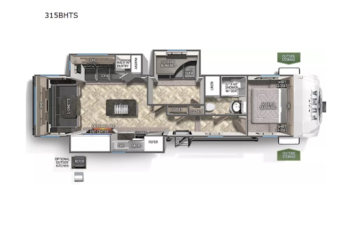 Representative floor plan provided by a trusted RVshare partner.