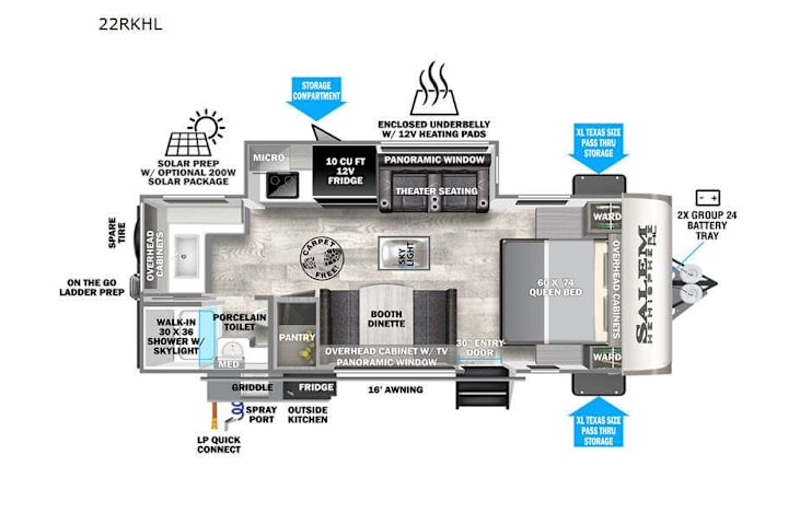 Representative floor plan provided by a trusted RVshare partner.