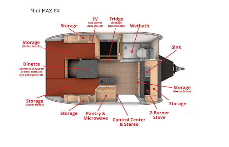 Representative floor plan provided by a trusted RVshare partner.