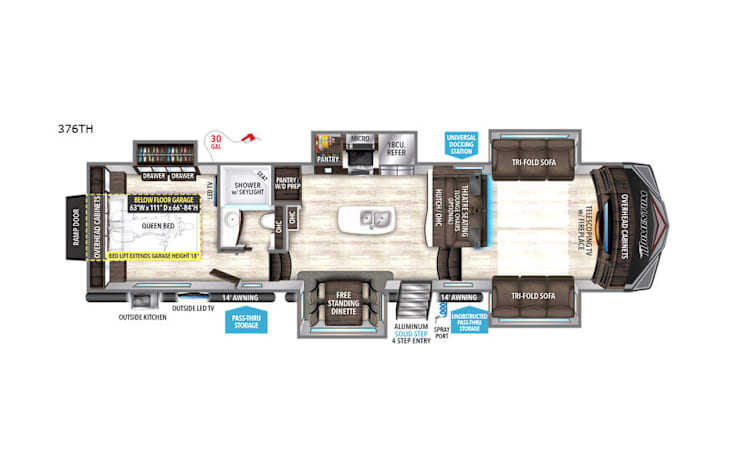 Representative floor plan provided by a trusted RVshare partner.