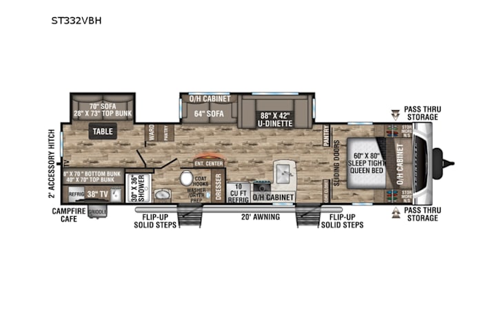 Representative floor plan provided by a trusted RVshare partner.