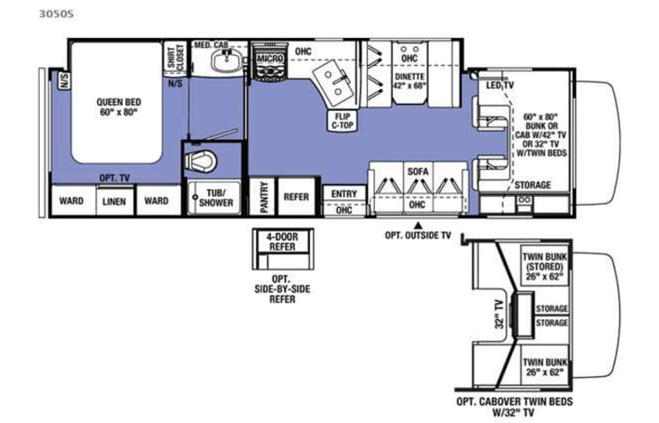 Representative floor plan provided by a trusted RVshare partner.