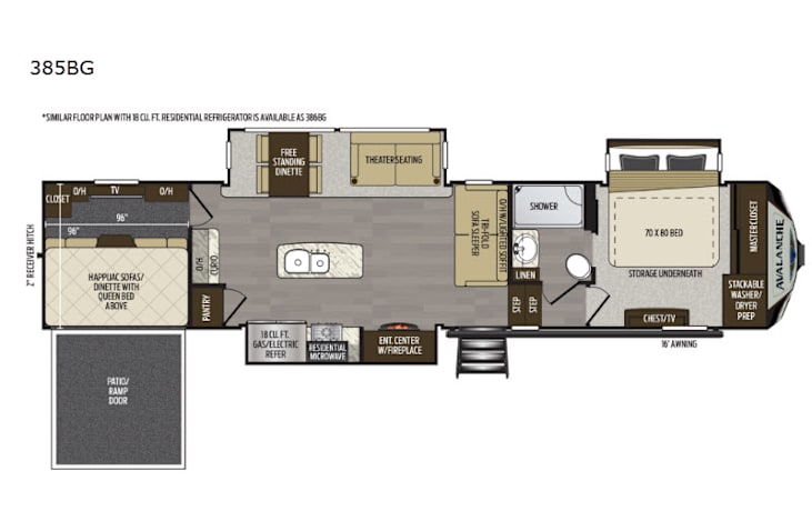 Representative floor plan provided by a trusted RVshare partner.