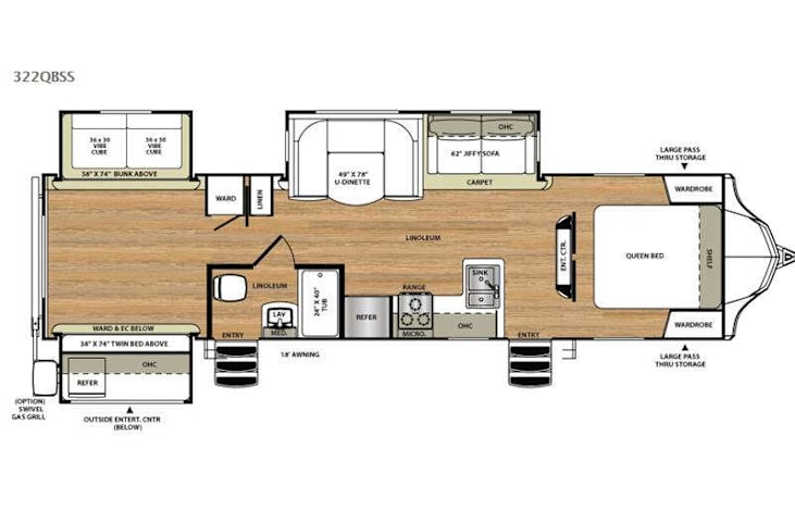 Representative floor plan provided by a trusted RVshare partner.