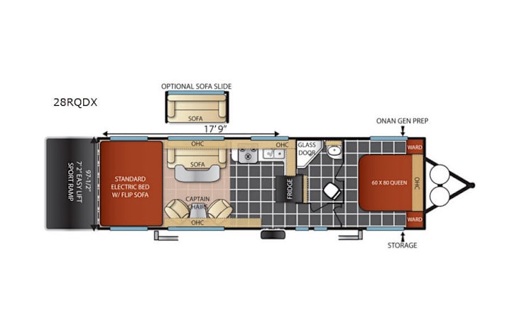 Representative floor plan provided by a trusted RVshare partner.