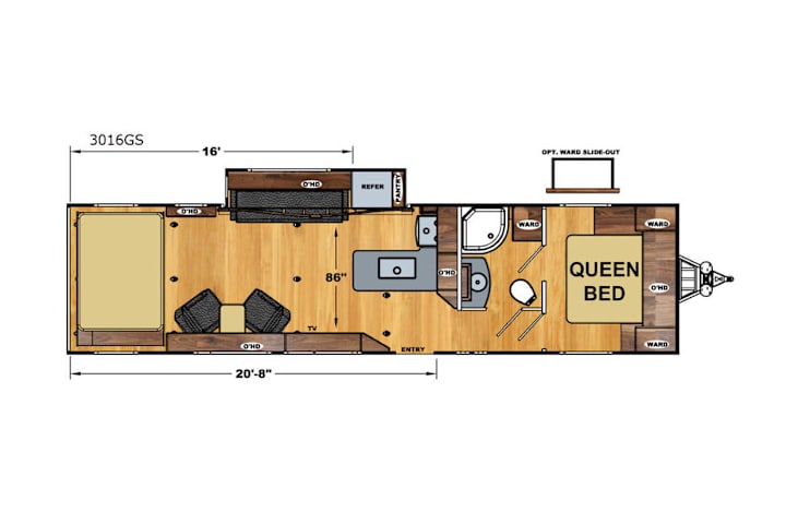 Representative floor plan provided by a trusted RVshare partner.