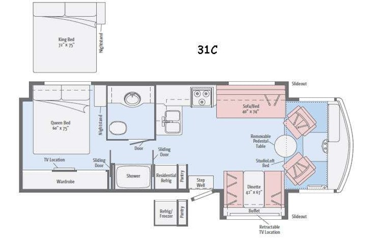 Representative floor plan provided by a trusted RVshare partner.