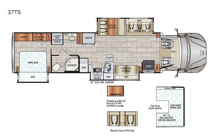 Representative floor plan provided by a trusted RVshare partner.