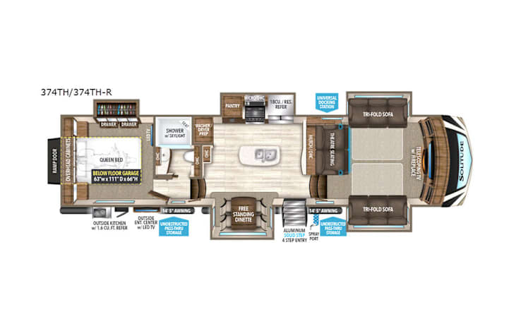 Representative floor plan provided by a trusted RVshare partner.