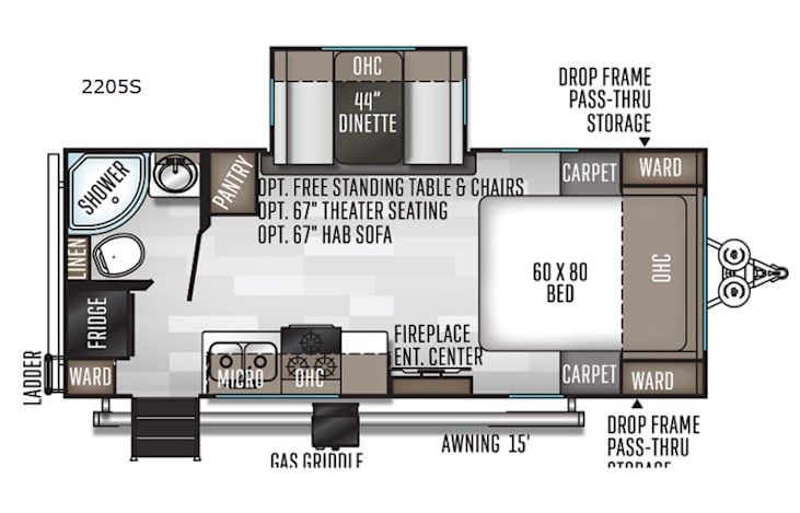 Representative floor plan provided by a trusted RVshare partner.