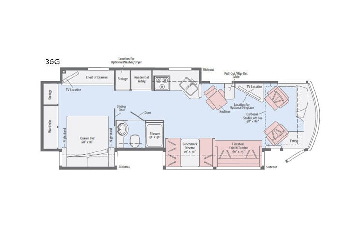 Representative floor plan provided by a trusted RVshare partner.