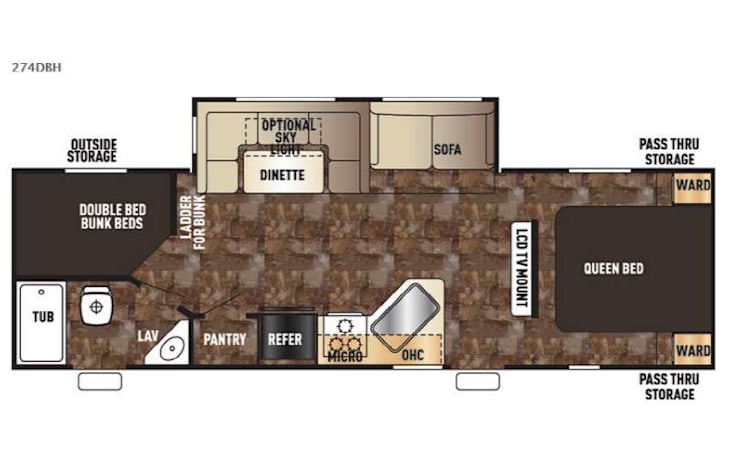 Representative floor plan provided by a trusted RVshare partner.