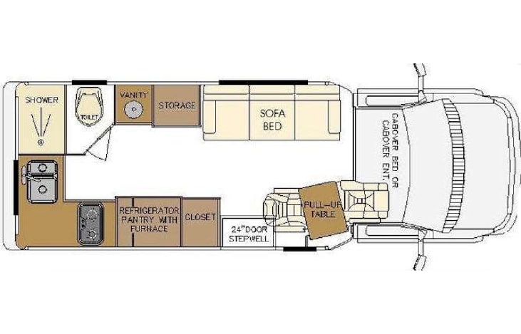 Representative floor plan provided by a trusted RVshare partner.