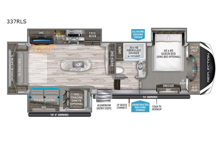 Representative floor plan provided by a trusted RVshare partner.