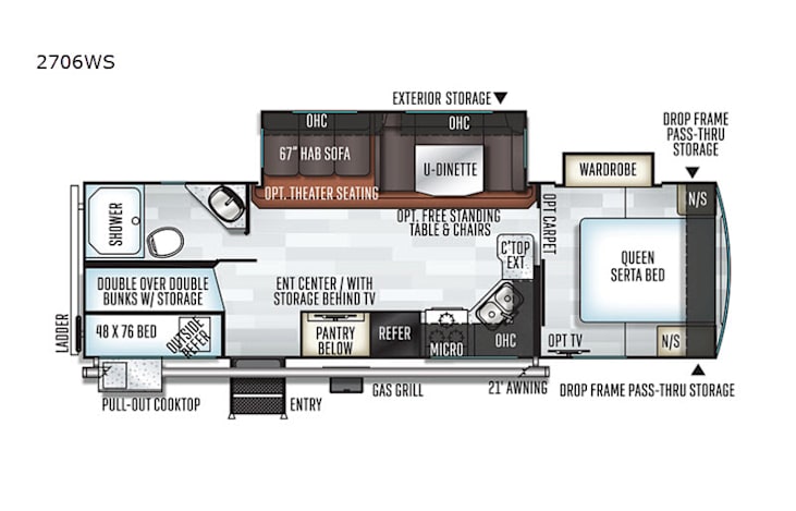 Representative floor plan provided by a trusted RVshare partner.