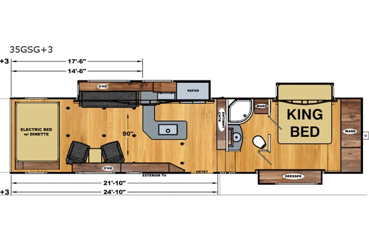 Representative floor plan provided by a trusted RVshare partner.