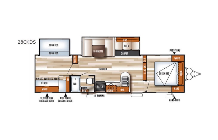 Representative floor plan provided by a trusted RVshare partner.