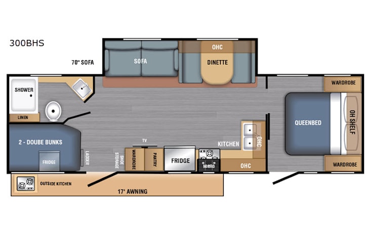 Representative floor plan provided by a trusted RVshare partner.