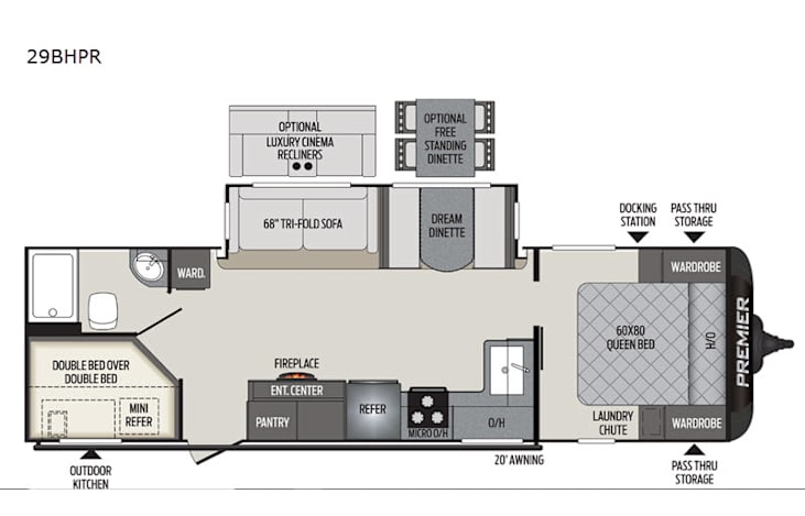 Representative floor plan provided by a trusted RVshare partner.