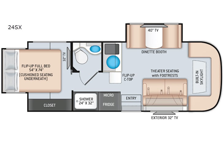 Representative floor plan provided by a trusted RVshare partner.
