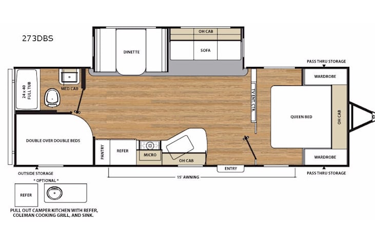 Representative floor plan provided by a trusted RVshare partner.