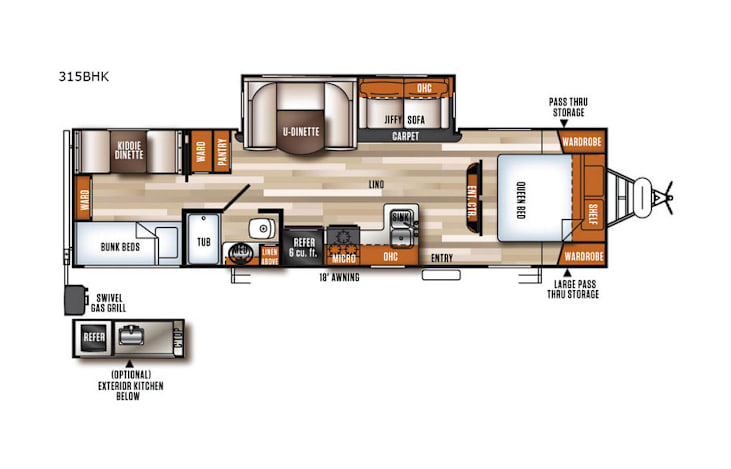 Representative floor plan provided by a trusted RVshare partner.
