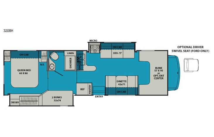 Representative floor plan provided by a trusted RVshare partner.