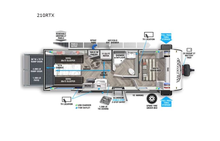 Representative floor plan provided by a trusted RVshare partner.