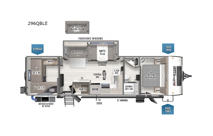 Representative floor plan provided by a trusted RVshare partner.