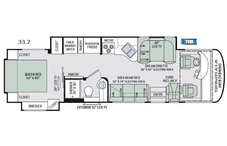 Representative floor plan provided by a trusted RVshare partner.