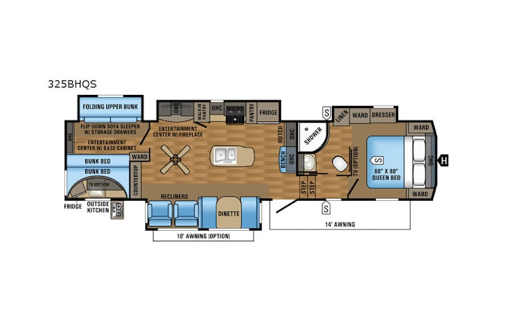 Representative floor plan provided by a trusted RVshare partner.