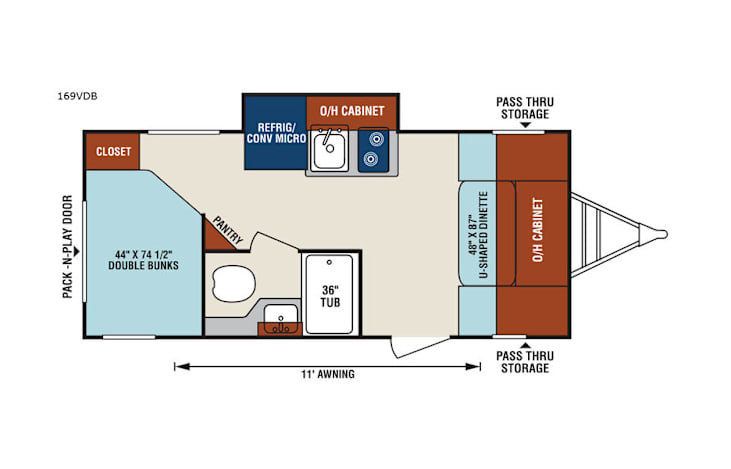 Representative floor plan provided by a trusted RVshare partner.
