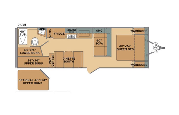 Representative floor plan provided by a trusted RVshare partner.