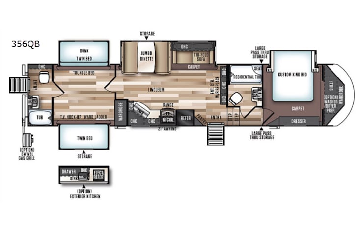 Representative floor plan provided by a trusted RVshare partner.