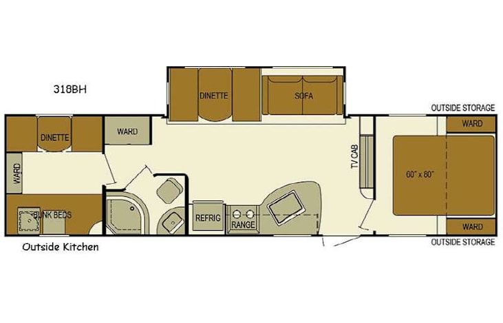 Representative floor plan provided by a trusted RVshare partner.