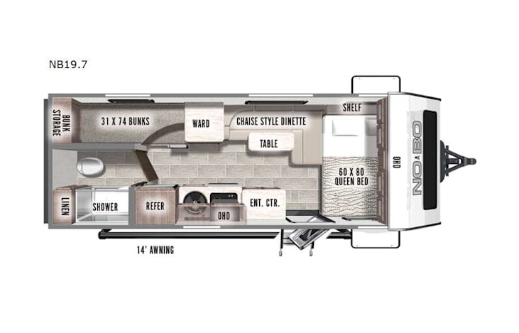 Representative floor plan provided by a trusted RVshare partner.